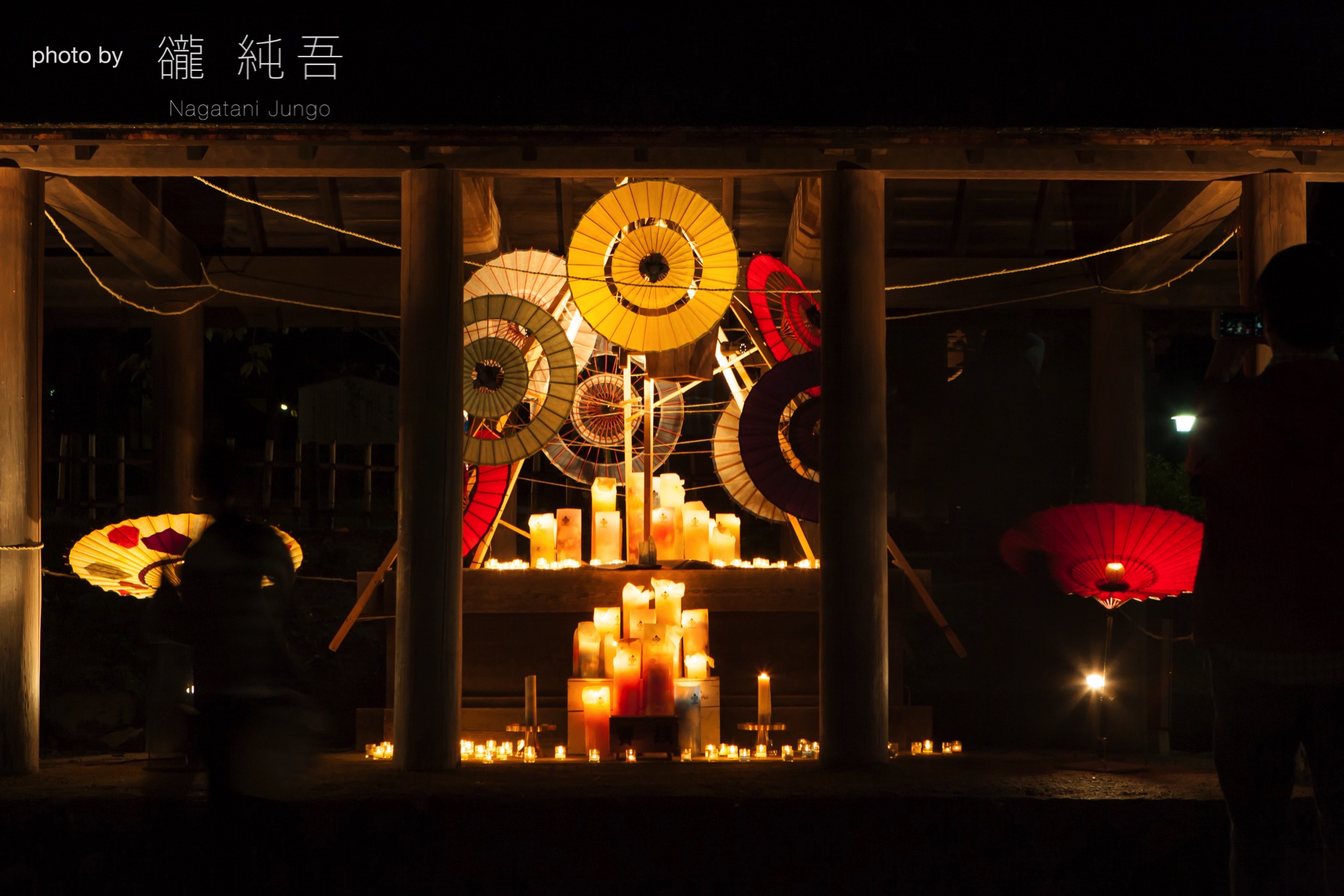 キャンドルと和傘の展示～松江水燈路2017